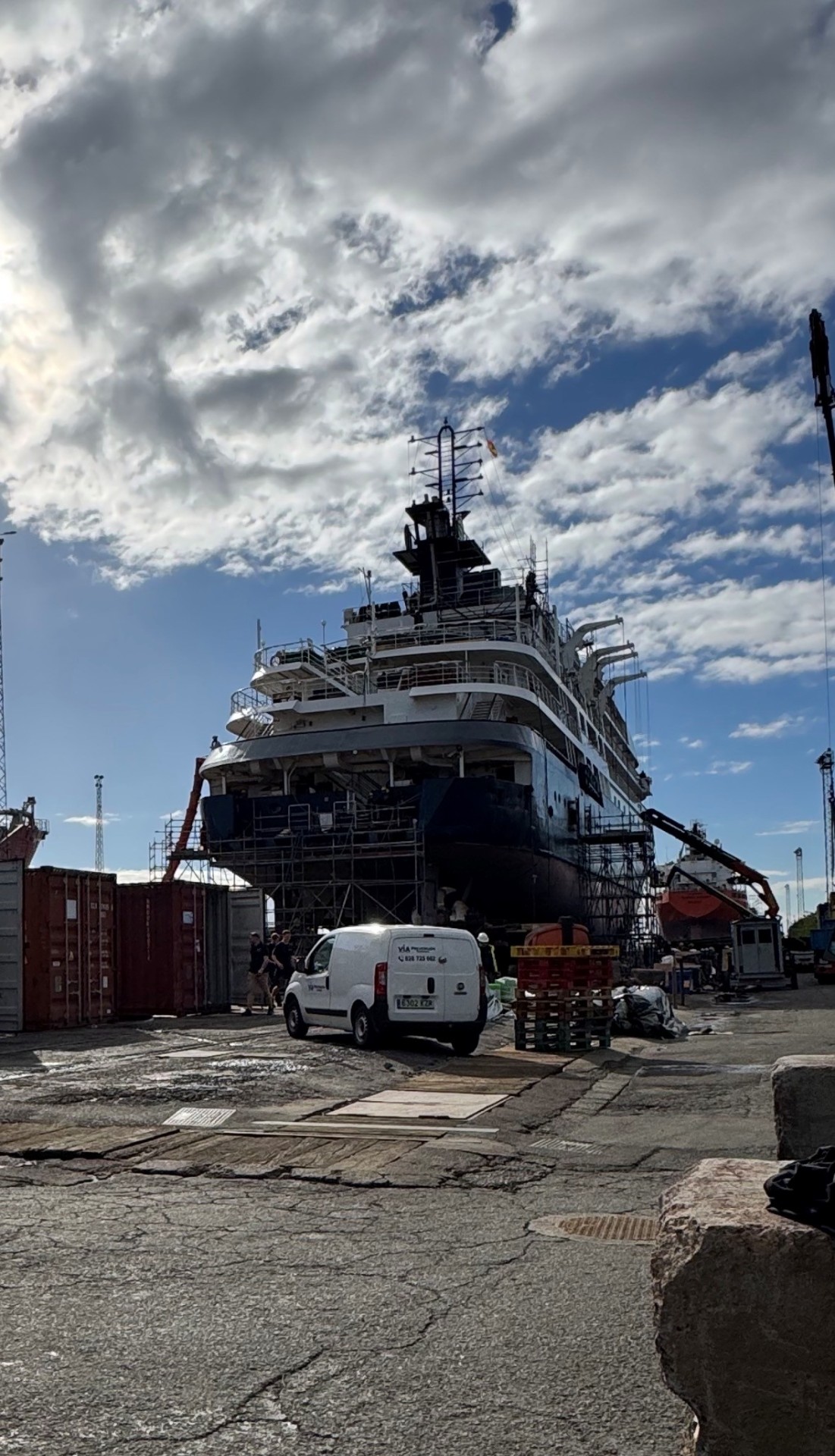 Marine galley extract and HVAC ductwork cleaning on a vessel in Las Palmas drydock