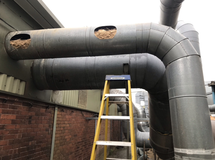 Heavily blocked LEV ductwork at a UK manufacturing facility cleared by Deduct Ltd