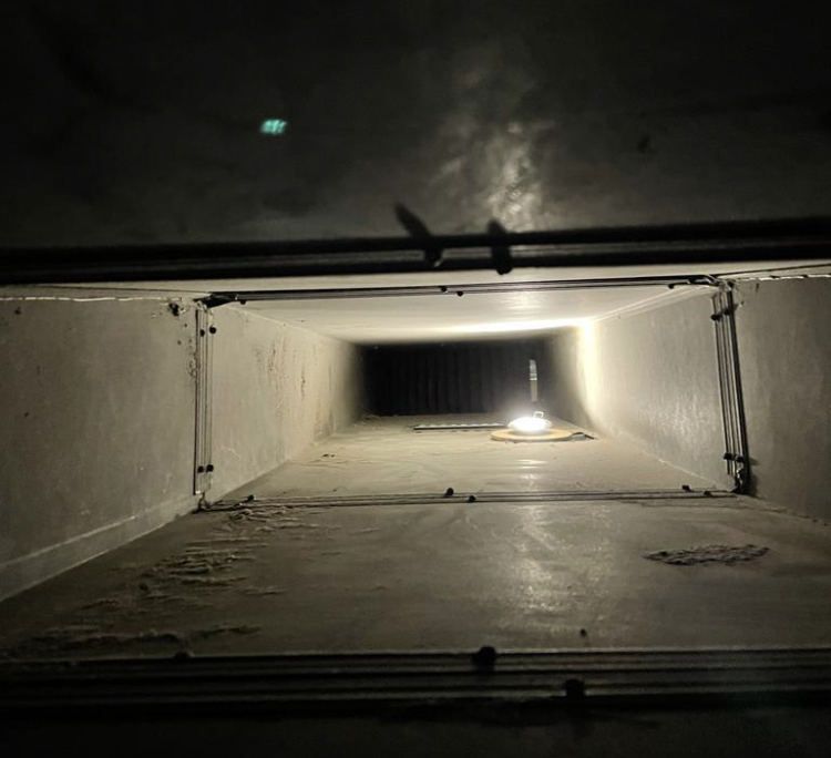 Interior of a cleaned commercial supply duct