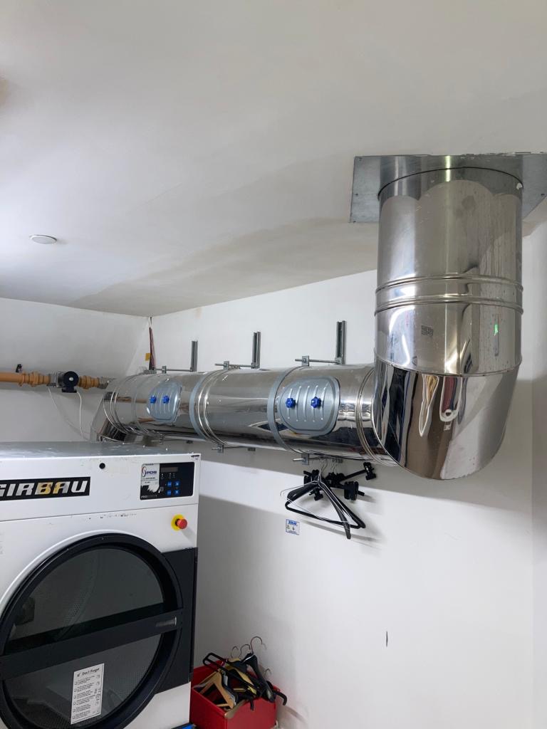 Laundry extract ductwork cleaned by Deduct Ltd at a UK care home location