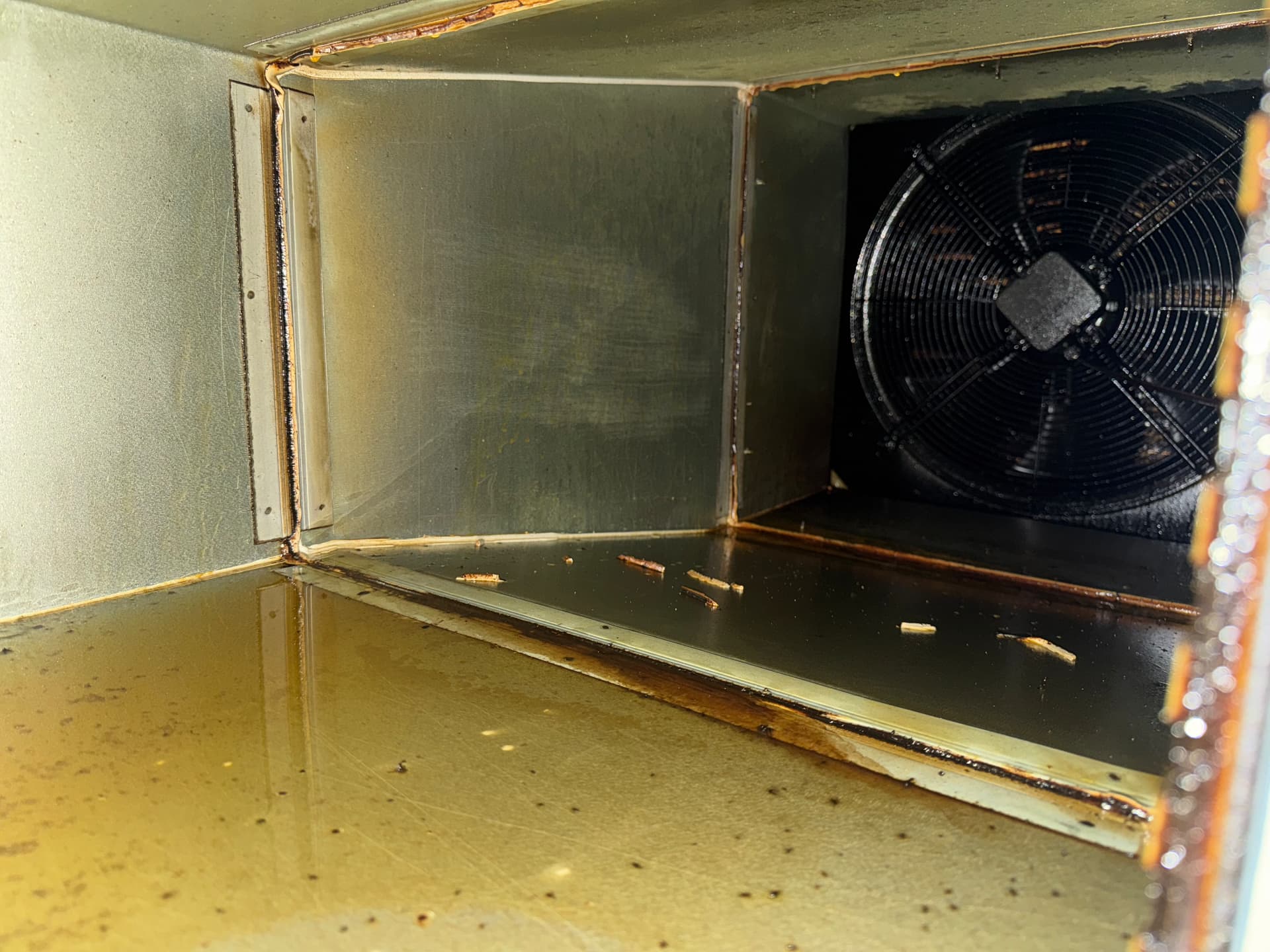 Kitchen Grease Extraction pre clean, photographed by Deduct Ltd